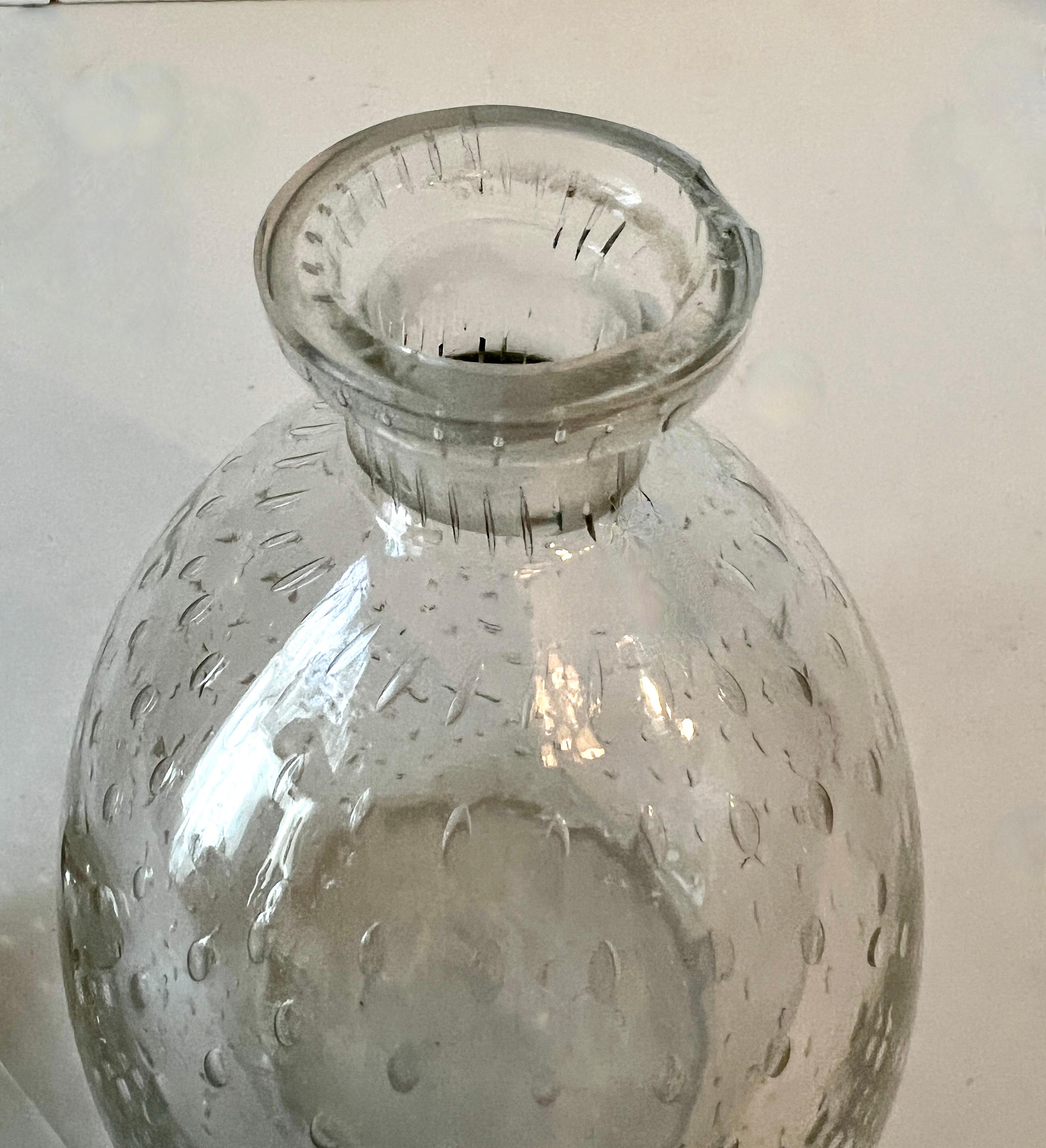 20th Century Small Glass Decanter with Bubbles and with Stopper  For Sale