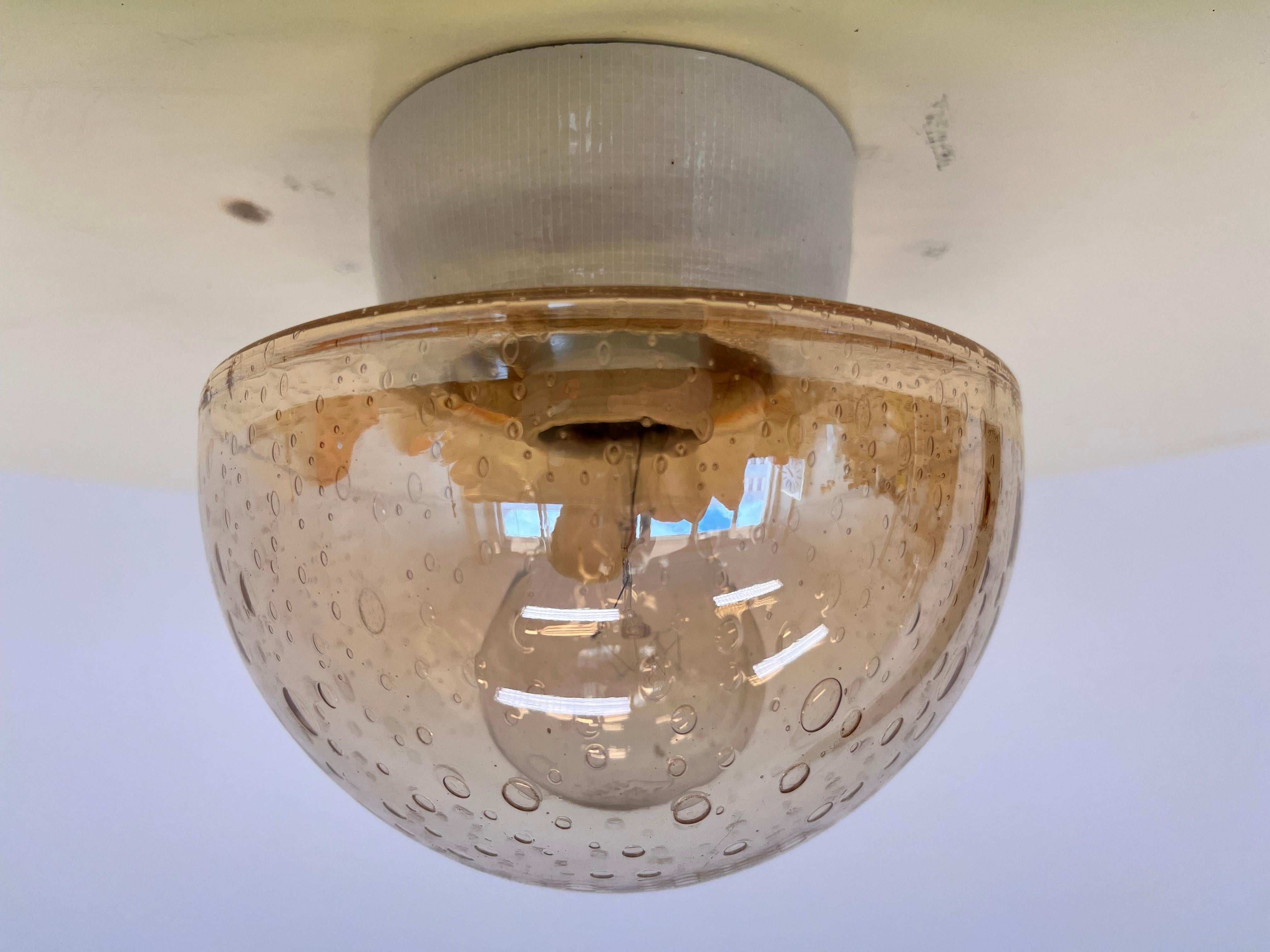 Small glass Design Wall or ceiling Lamp, Flush Mount, 1970s In Good Condition For Sale In Praha, CZ