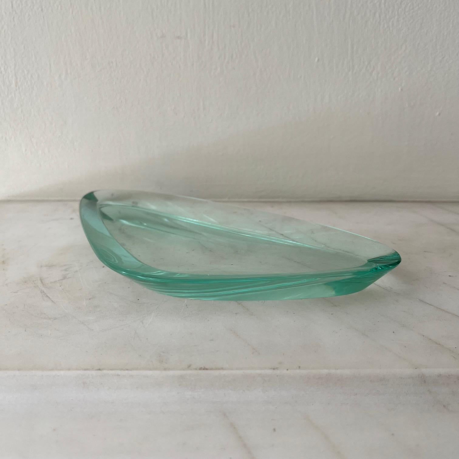 Etched Small Glass Dish by Fontana Arte C.1960’s For Sale