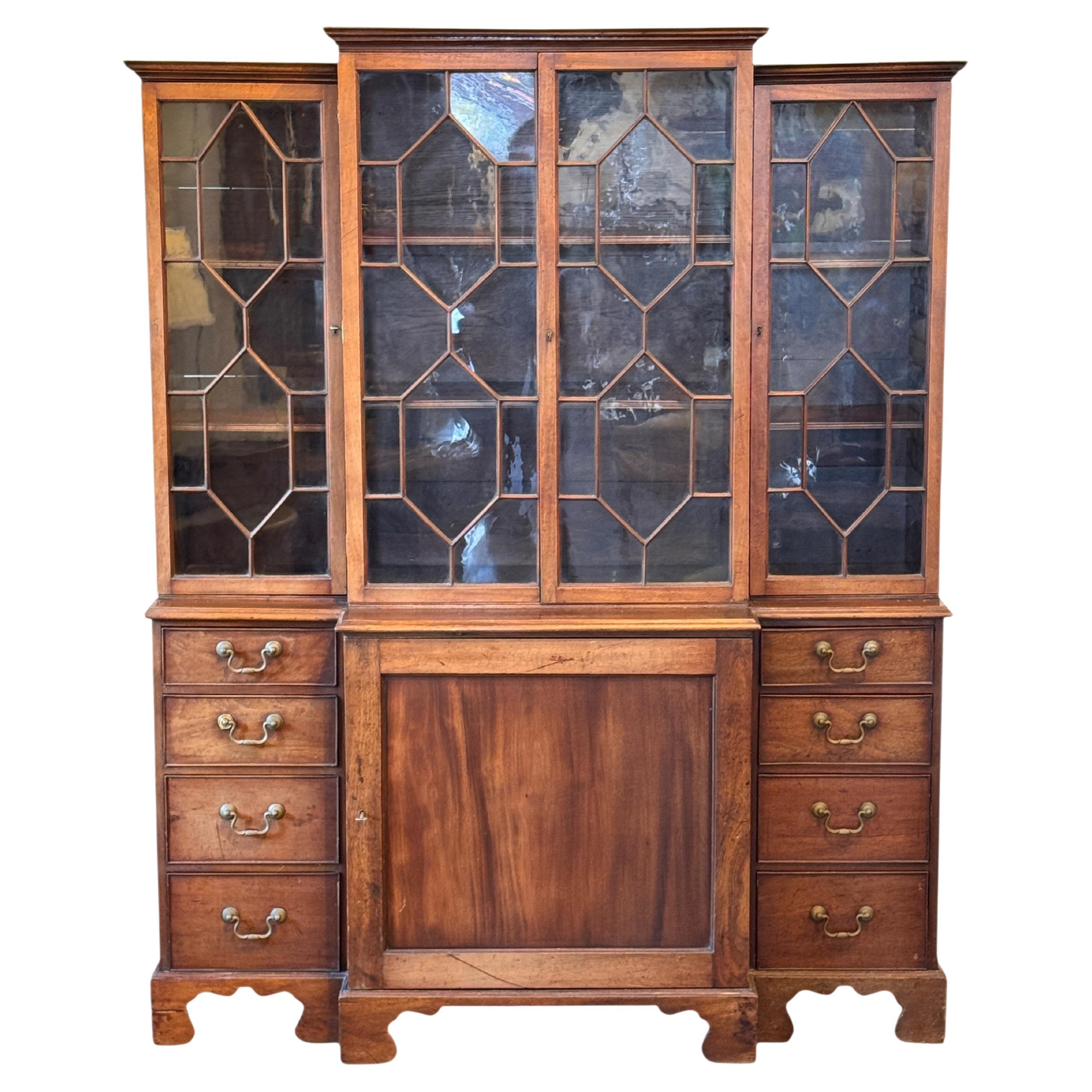 Small Glass-Front Breakfront For Sale