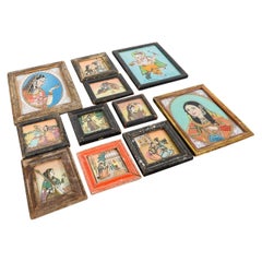 Small Glass Paintings of People / Gods, 20th Century