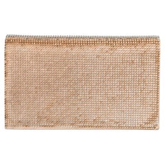 Small glass round beads on pale pink satin base clutch Chanel ( Numbered)