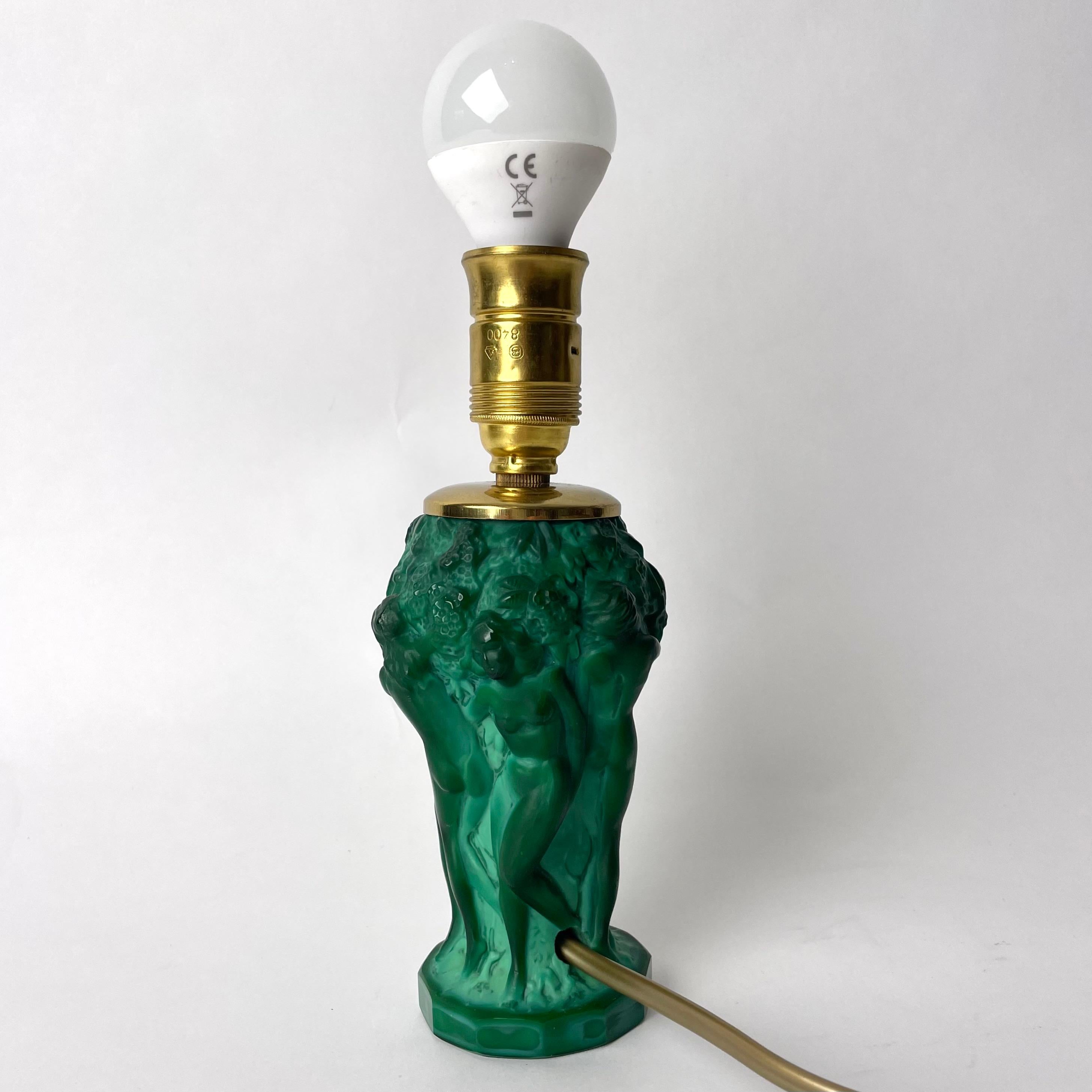 Mid-20th Century Small glass Table Lamp. Art Deco designed by H. Hoffman & C. Schlevogt For Sale