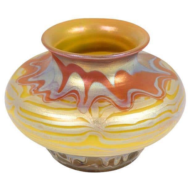 Huge magnificent bowl vase, Lötz Loetz Glass Jugendstil Art Nouveau ...