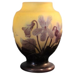 Small Glass Vase, Signed Gallé, Art Nouveau
