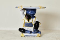 Small glazed ceramic pedestal table, circa 1960, Capri, Italy.