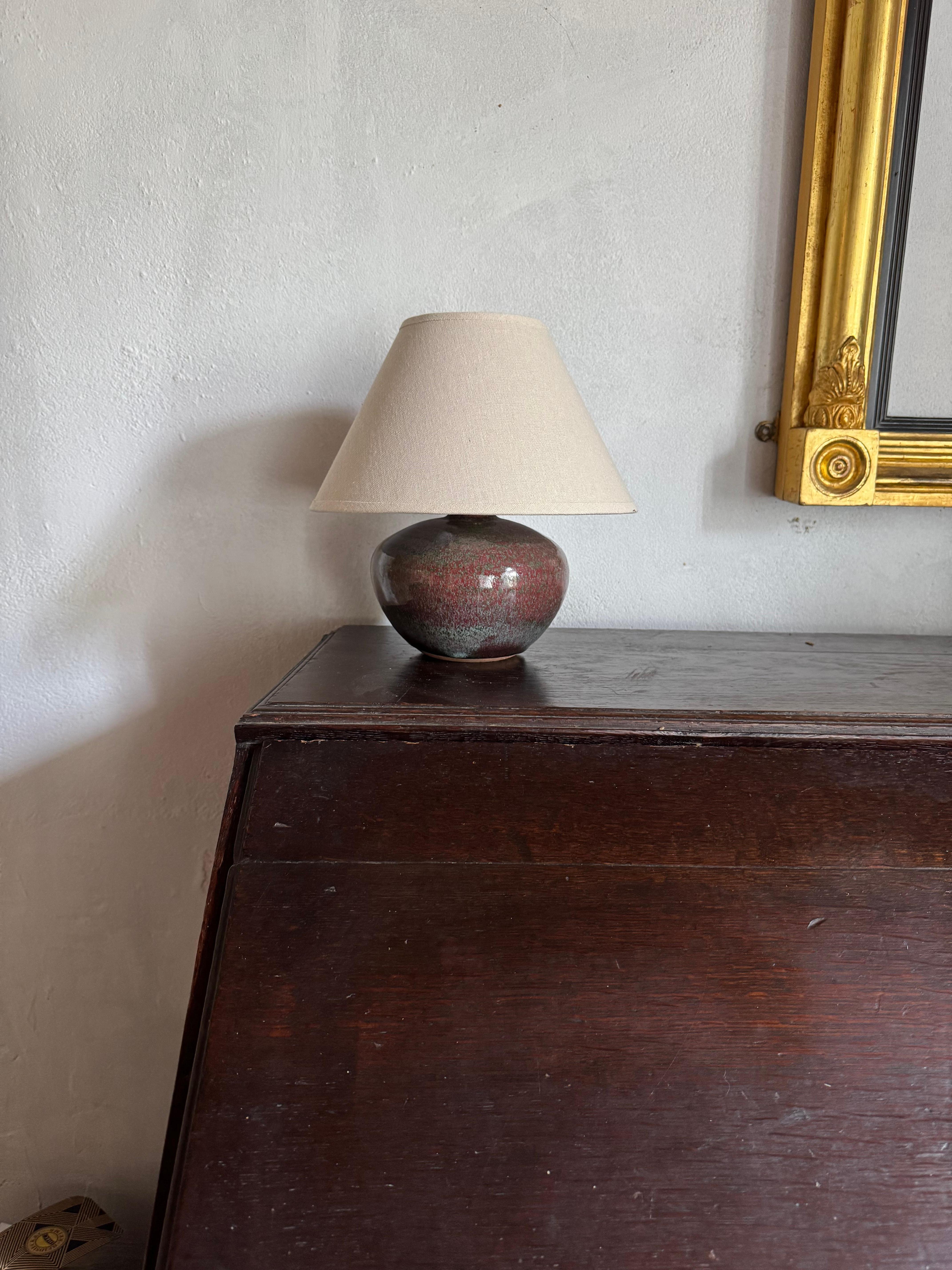 A small glazed ceramic lamp. French c.1960’s