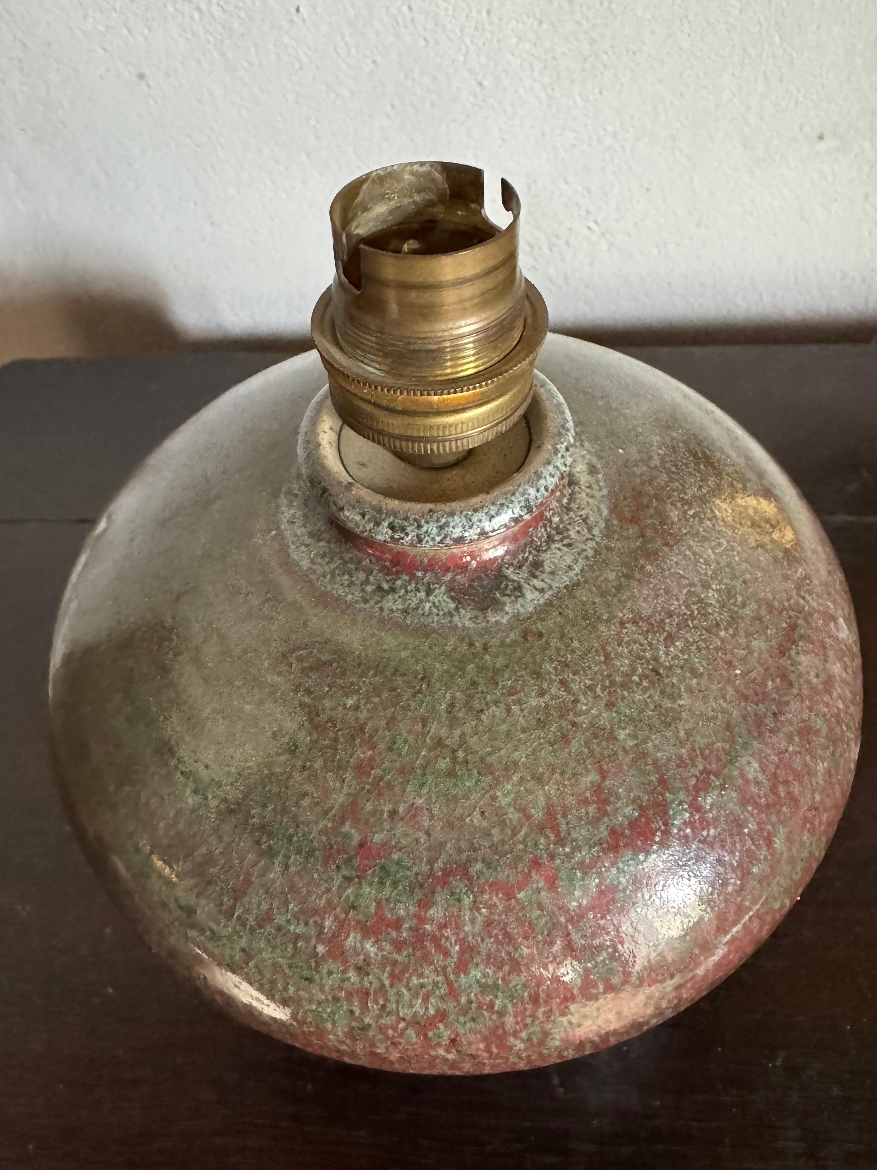 French Small glazed ceramic table lamp For Sale