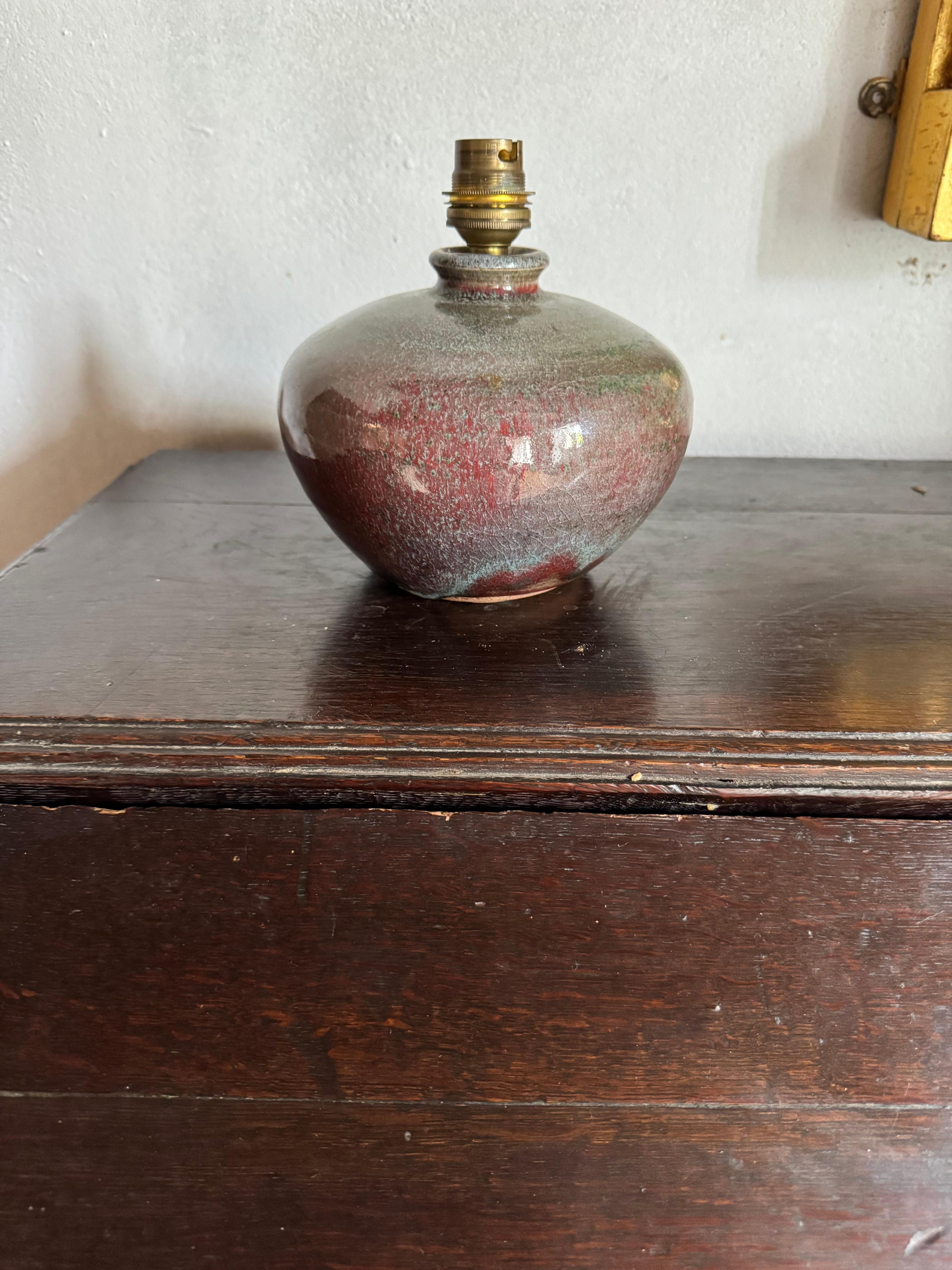 20th Century Small glazed ceramic table lamp For Sale