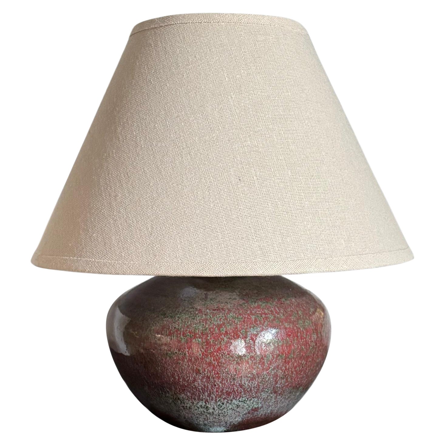 Small glazed ceramic table lamp For Sale