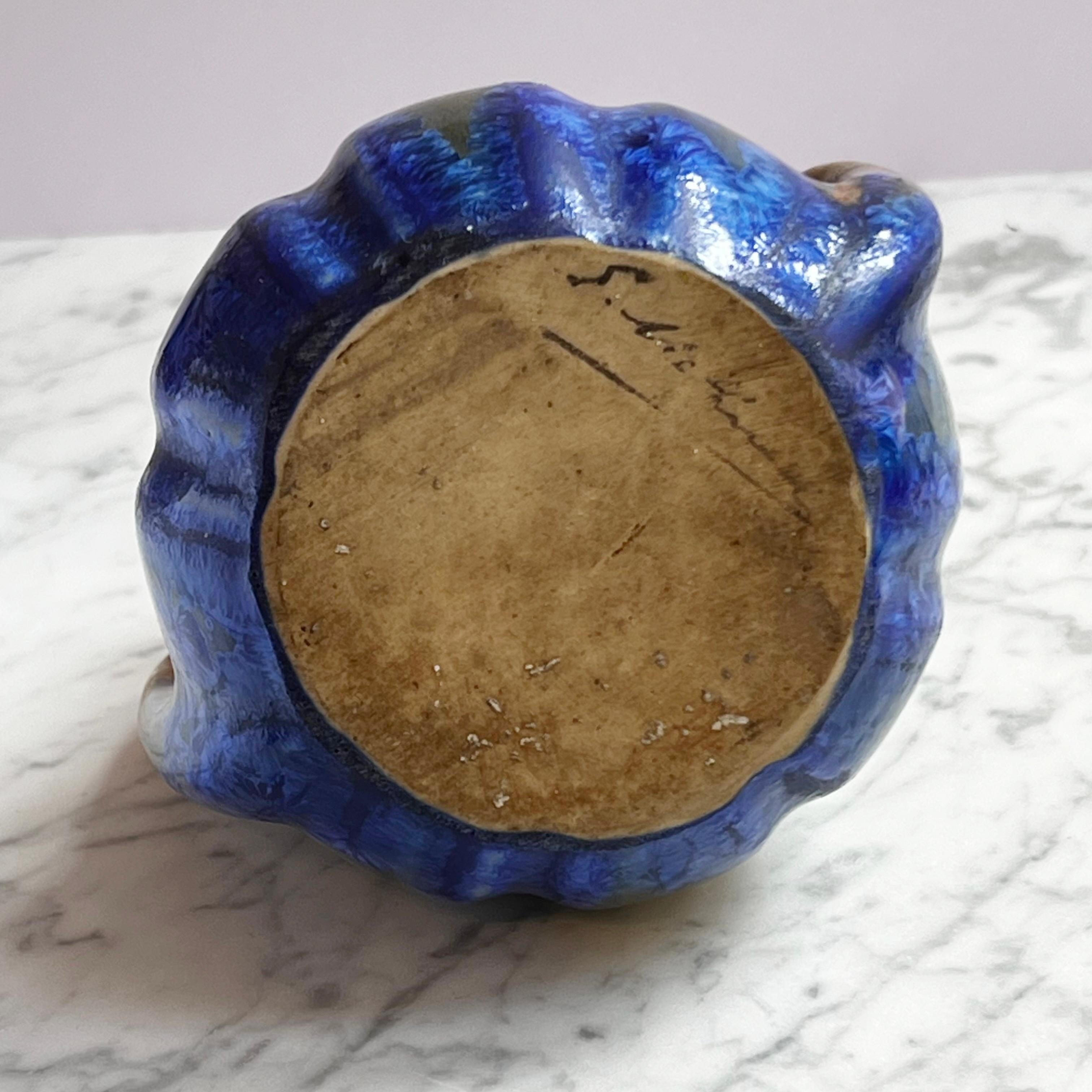 Pequeño jarrón de cerámica esmaltada firmado por Gilbert Méténier en Francia en los años 20 en Bueno estado para la venta en SAINT-YRIEIX-SUR-CHARENTE, FR
