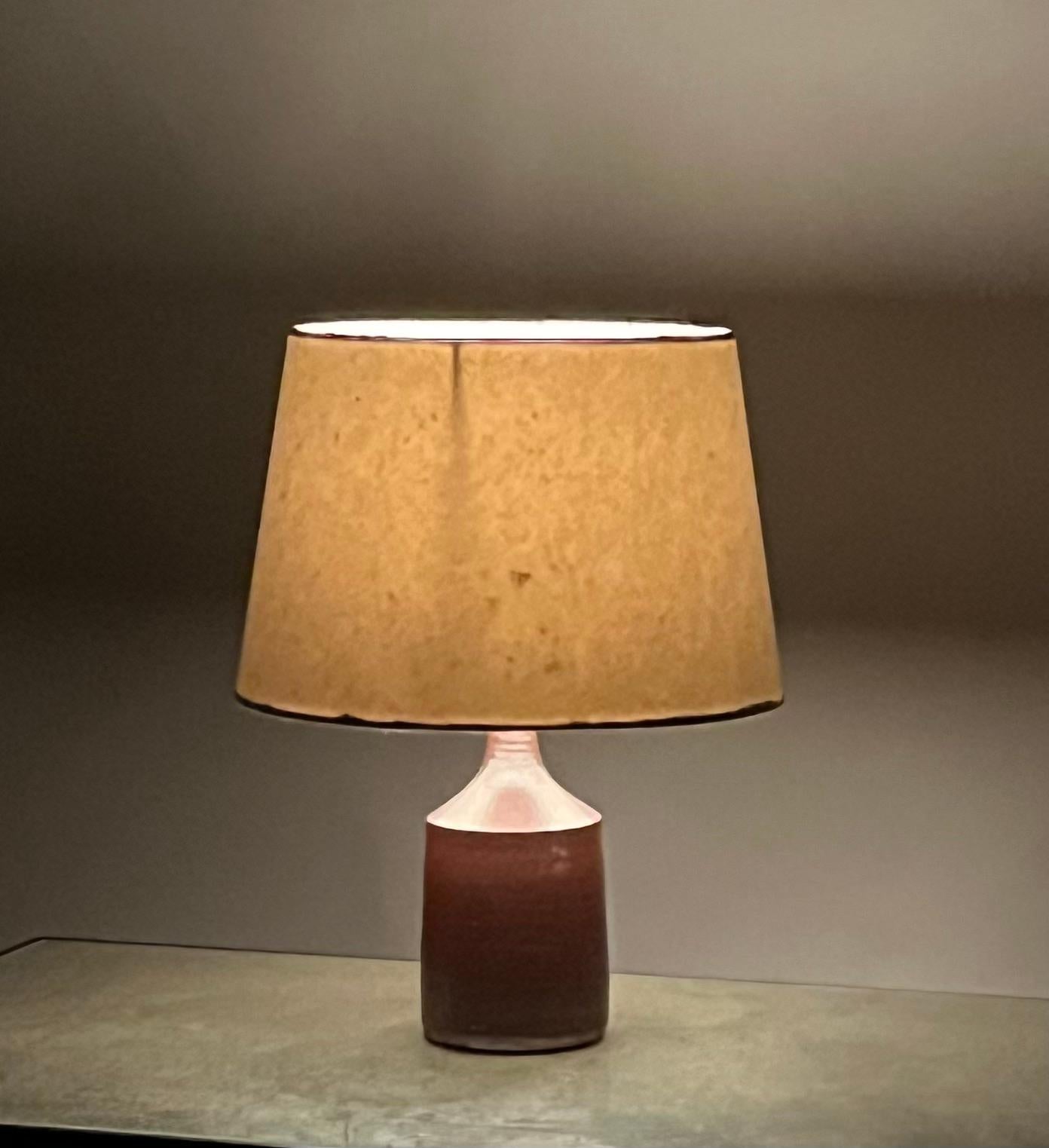 Small Glazed French Ceramic Cylinder Lamp  In Excellent Condition For Sale In Los Angeles, CA