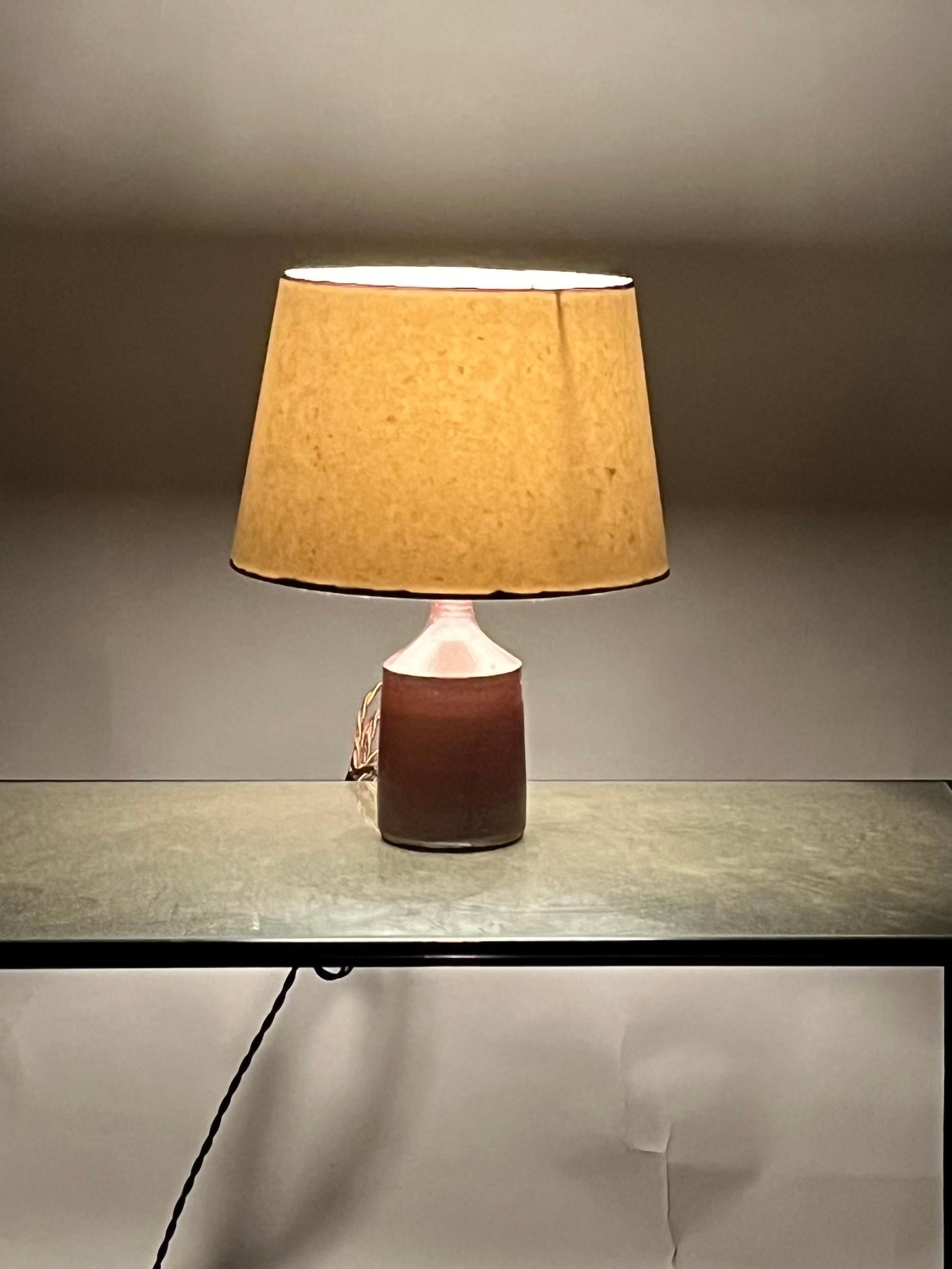 Mid-20th Century Small Glazed French Ceramic Cylinder Lamp  For Sale