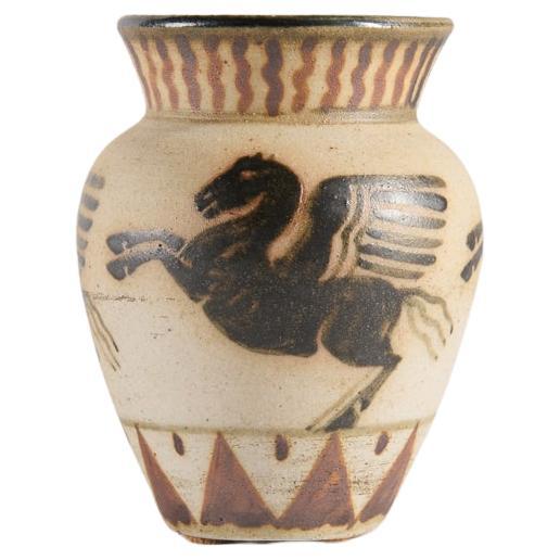 Small Glazed Grecian-style Vase, Ciboure Pottery, France, 1920s