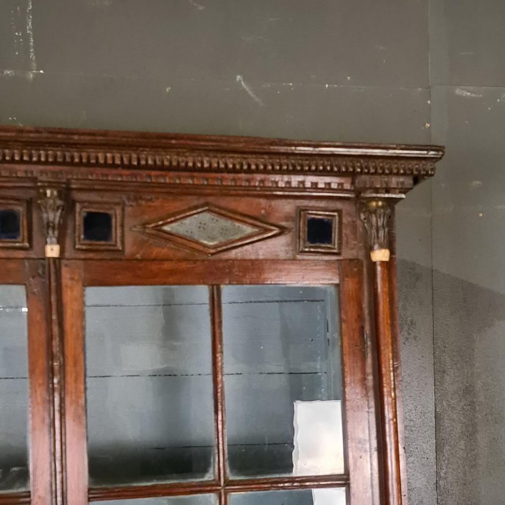 19th Century Small Glazed Oak Display Cupboard