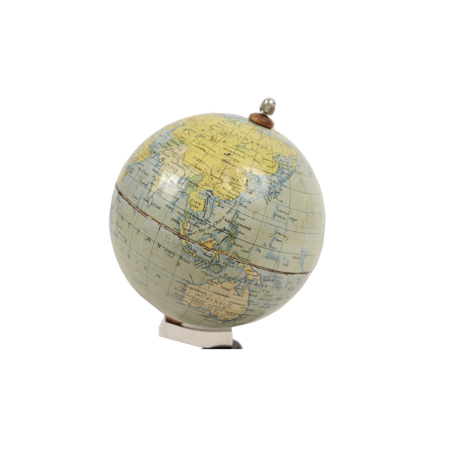 Mid-20th Century Small Globe Made of Lithographed Tin, Early 1950s