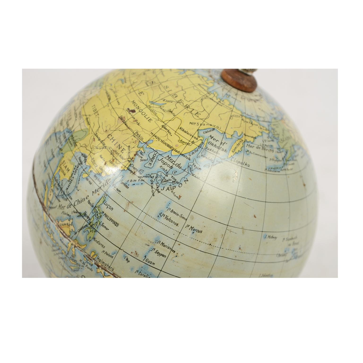 Small Globe Made of Lithographed Tin, Early 1950s 3