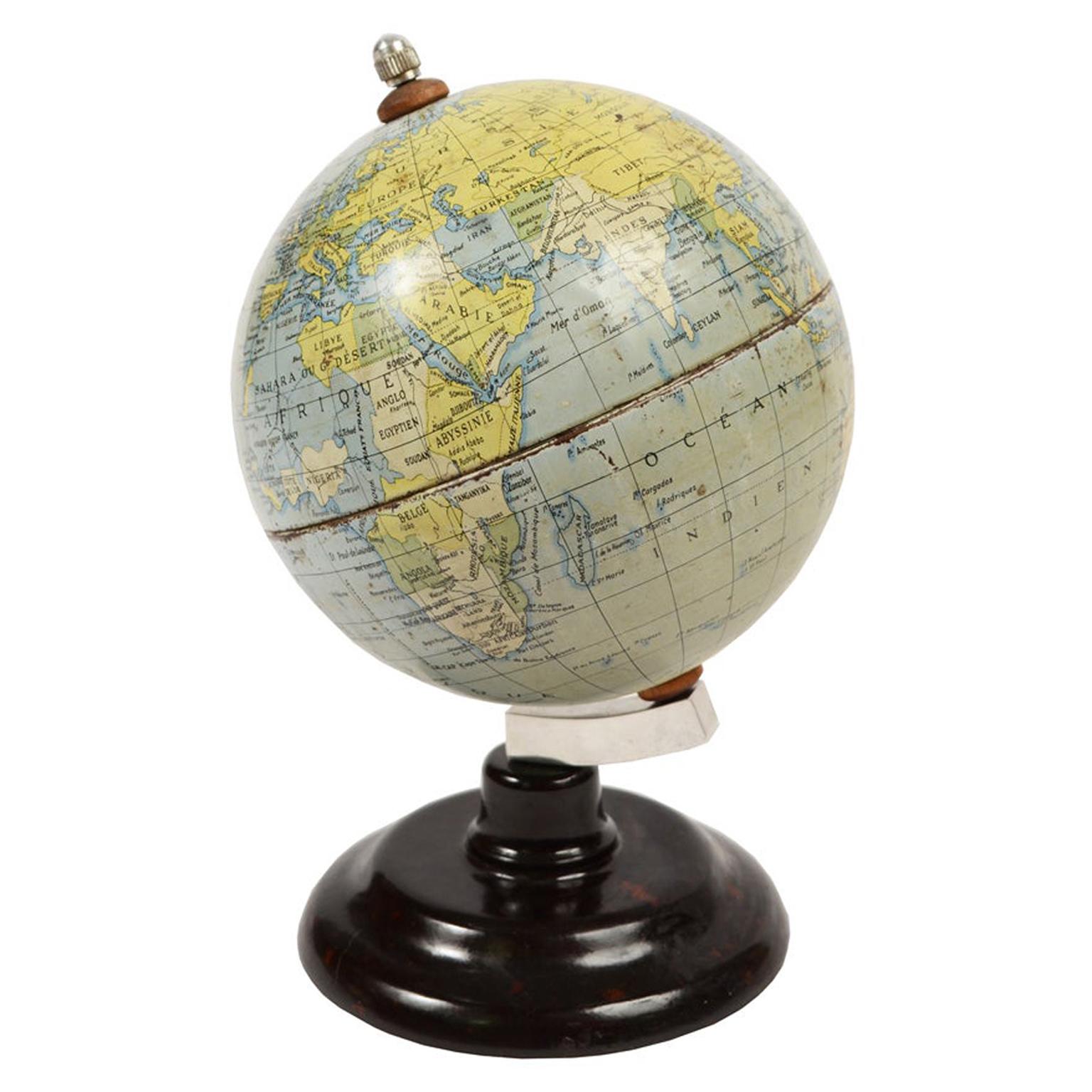 Small Globe Made of Lithographed Tin, Early 1950s