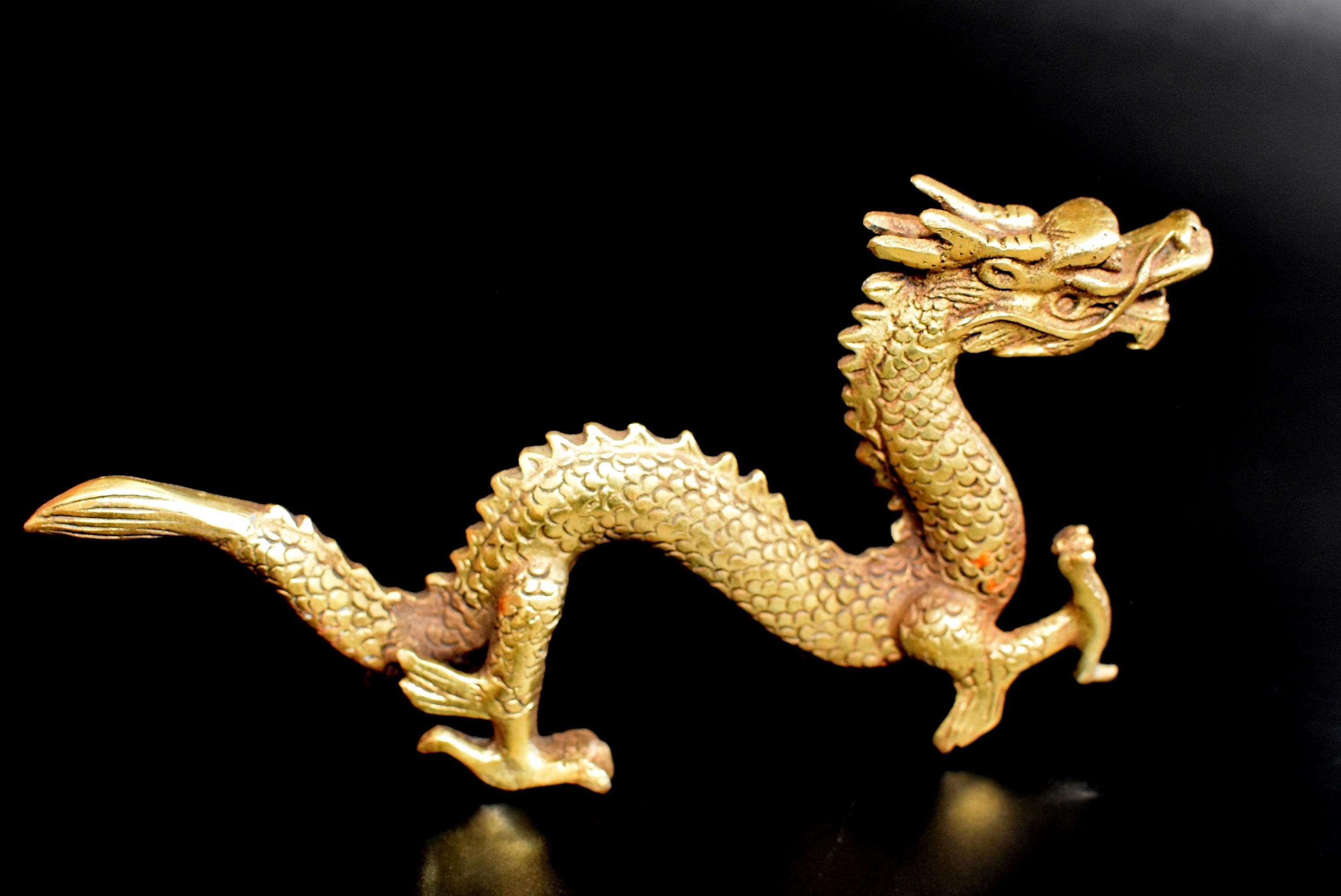 Qing Small Gold Bronze Dragon