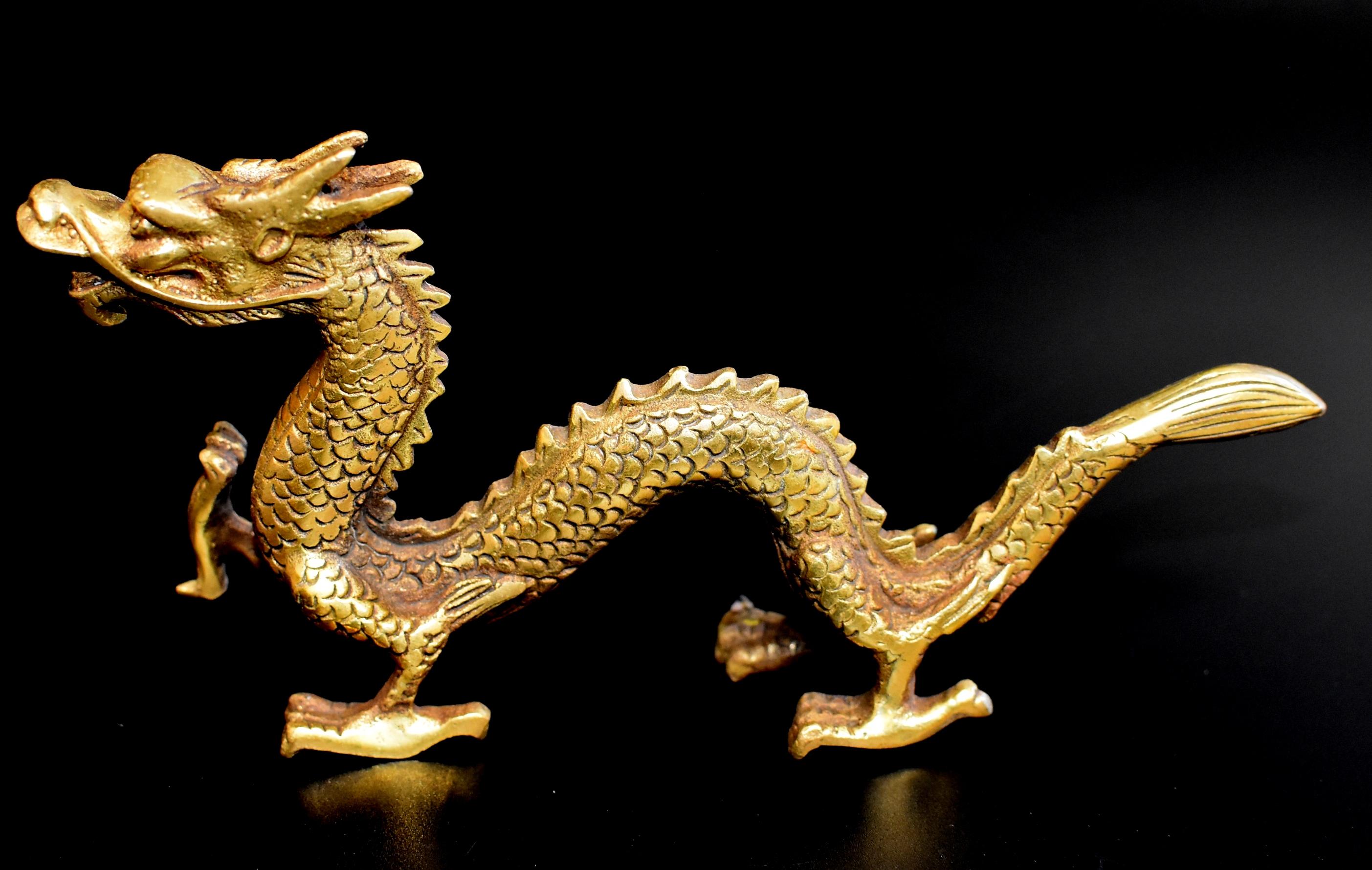Asian Small Gold Bronze Dragon