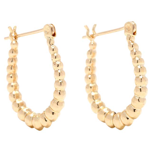 Medium Gold Bamboo Hoop Earrings, 14KT Yellow Gold at 1stDibs | large ...