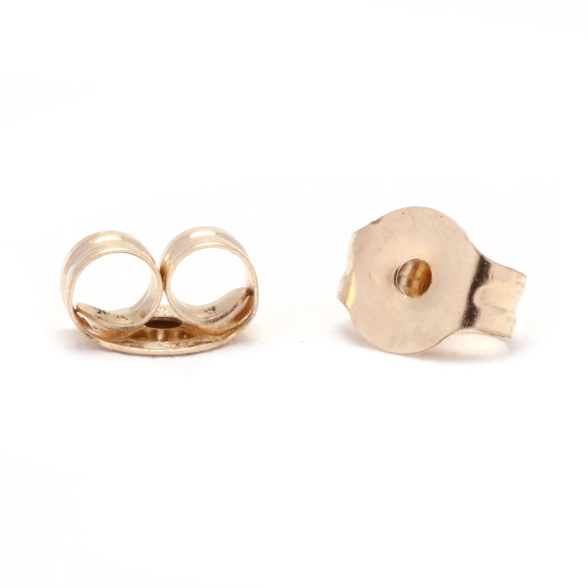 Women's or Men's Small Gold Butterfly Stud Earrings, 14K Yellow Gold, Length 1/4 Inch, Light  For Sale