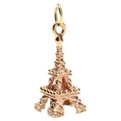 Retro Small Gold Eiffel Tower Charm, 18k Yellow Gold, Gold Paris