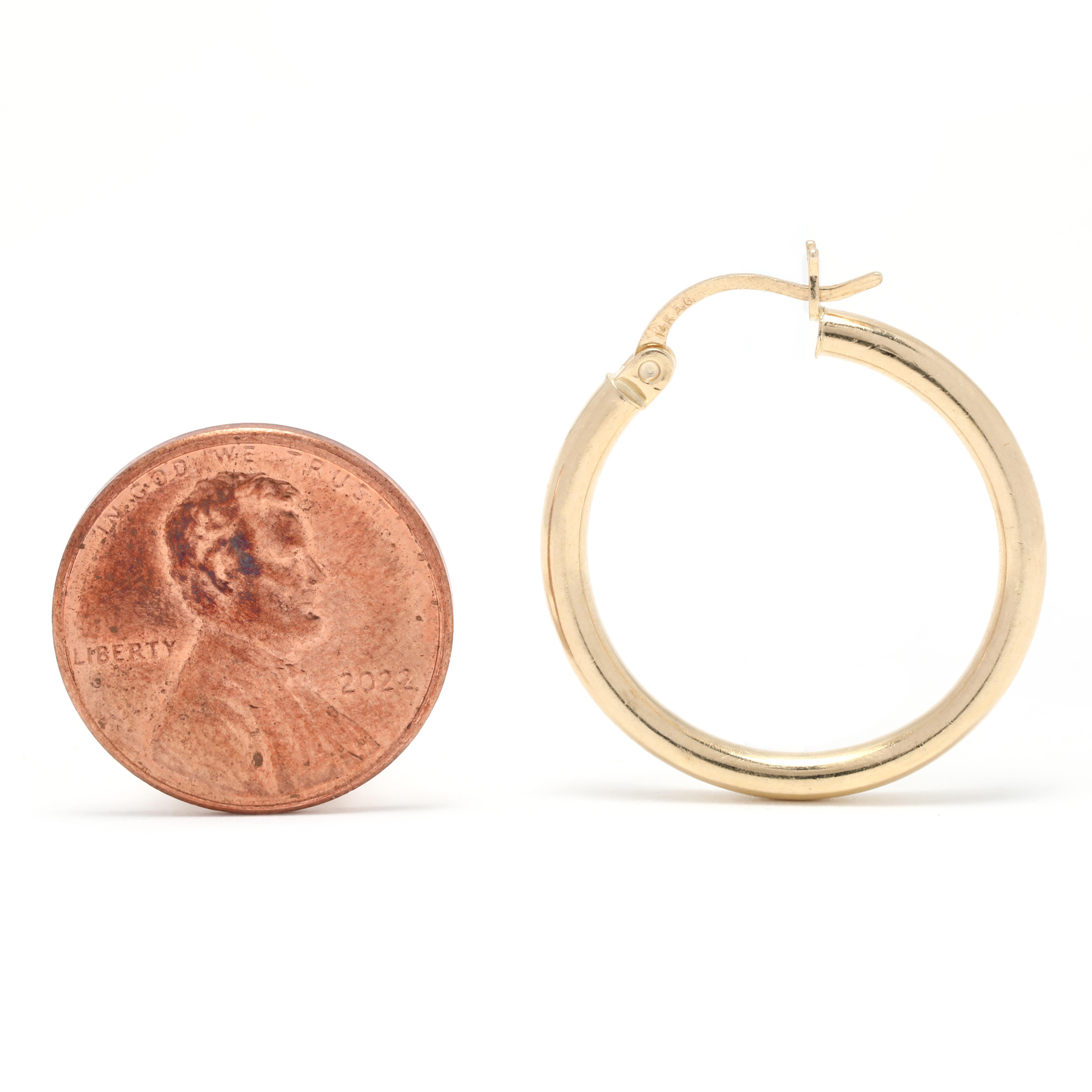 Ohrringe aus Gold mit Creolen, 14k Gelbgold, dünne Goldcreolen im Zustand „Gut“ in McLeansville, NC