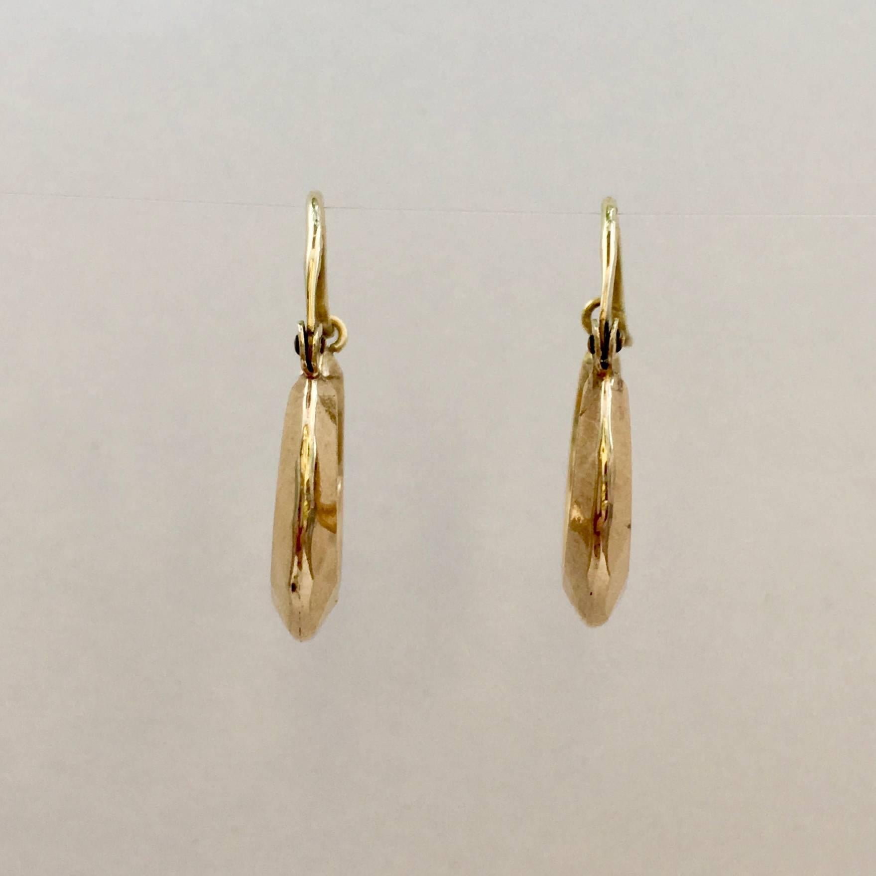 Women's or Men's Small Gold Hoops 1980s Vintage Jewelry Faceted Dainty Hoop Earrings