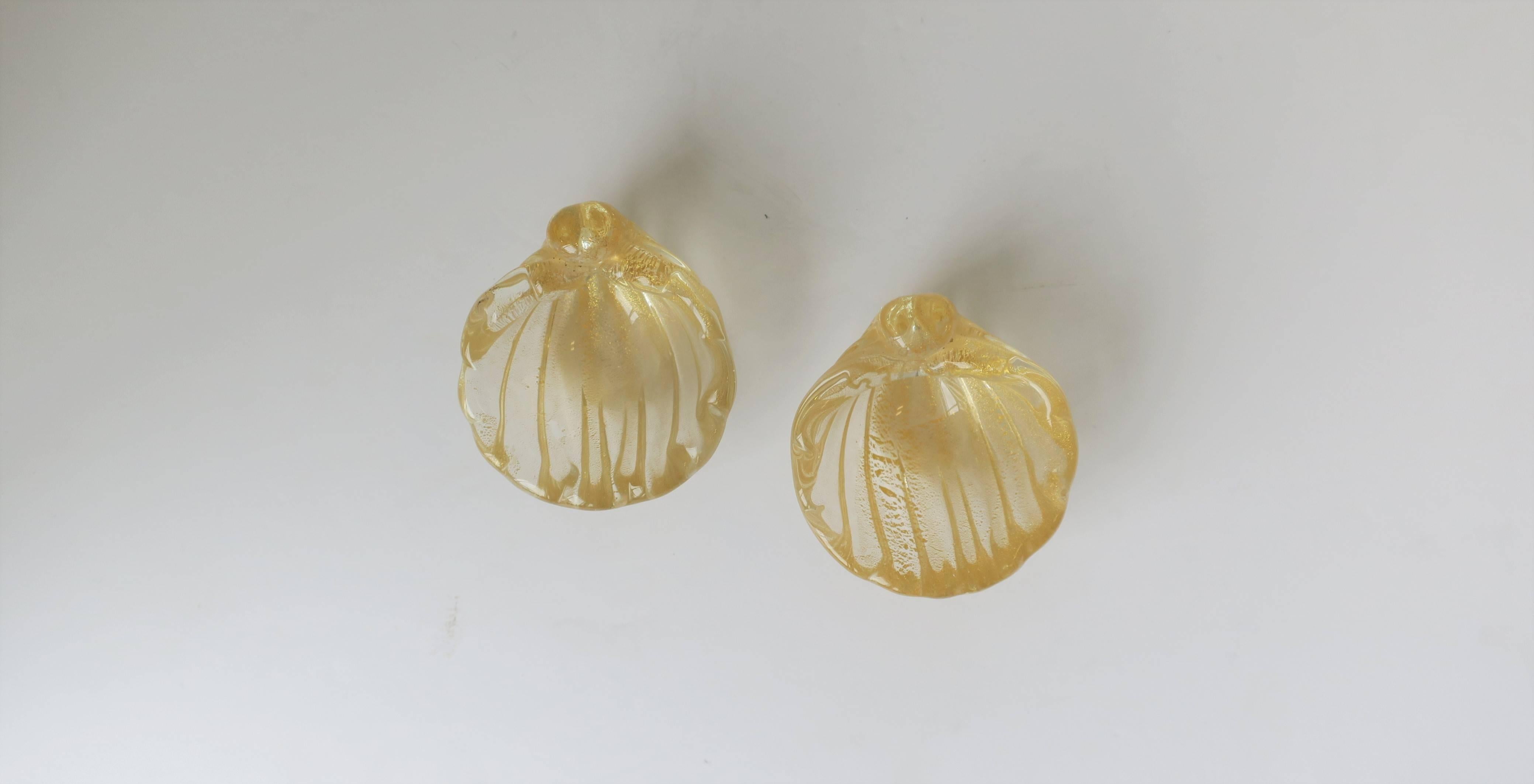 Italian Murano Gold Art Glass Seashell Form Bowl Jewelry Dish 11
