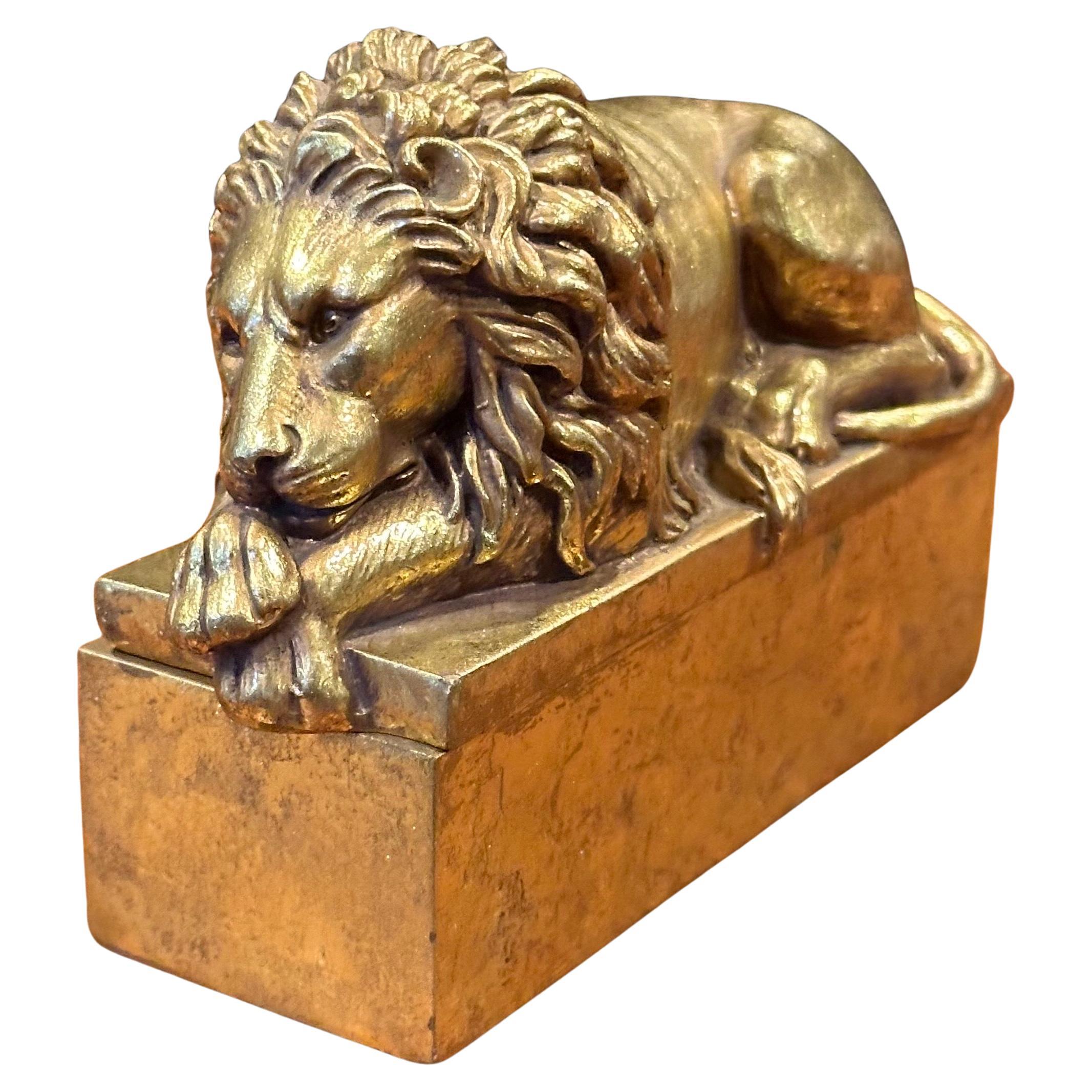 Small Gold Lion Trinket Box in the Style of by Antonio Canova 6