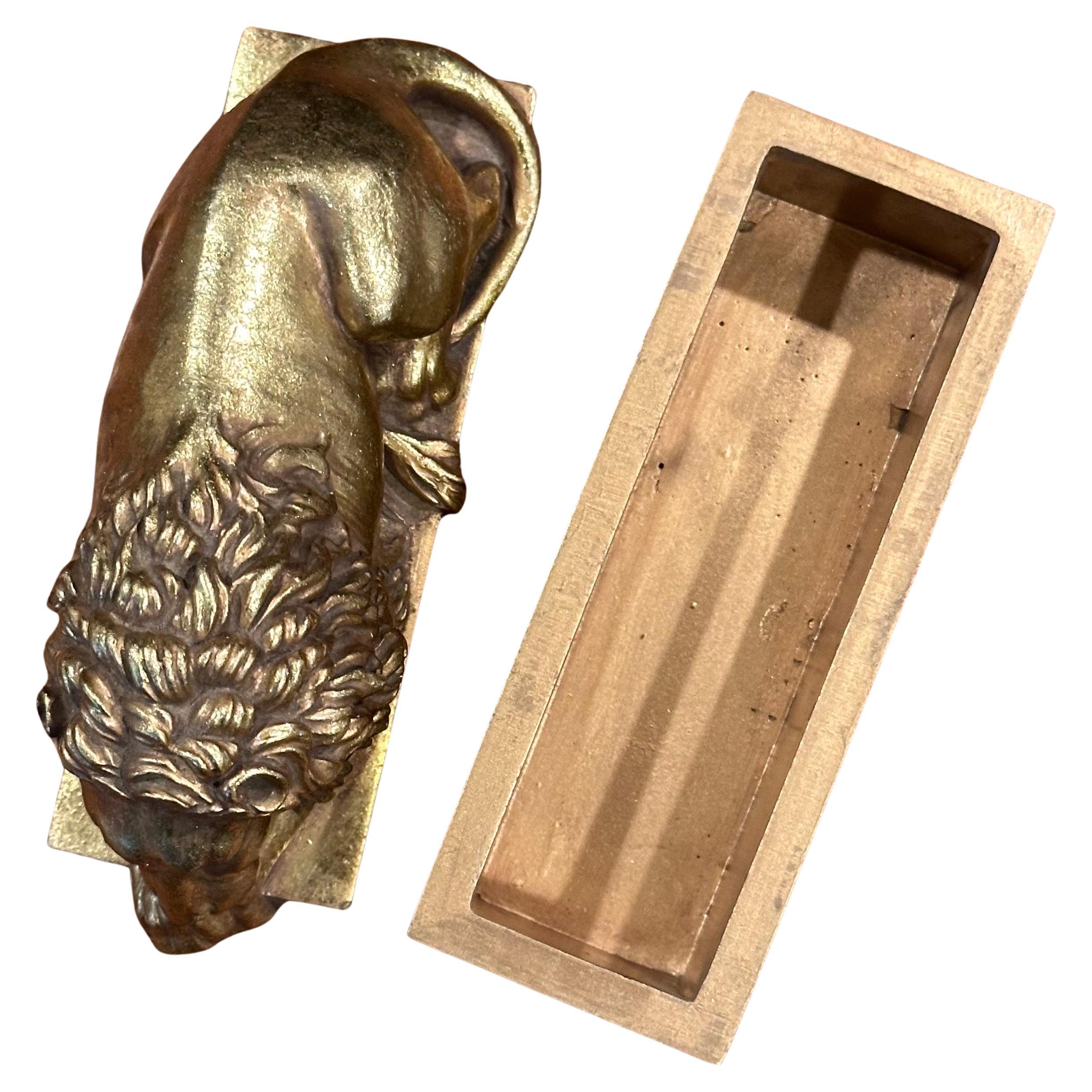 Cast Small Gold Lion Trinket Box in the Style of by Antonio Canova