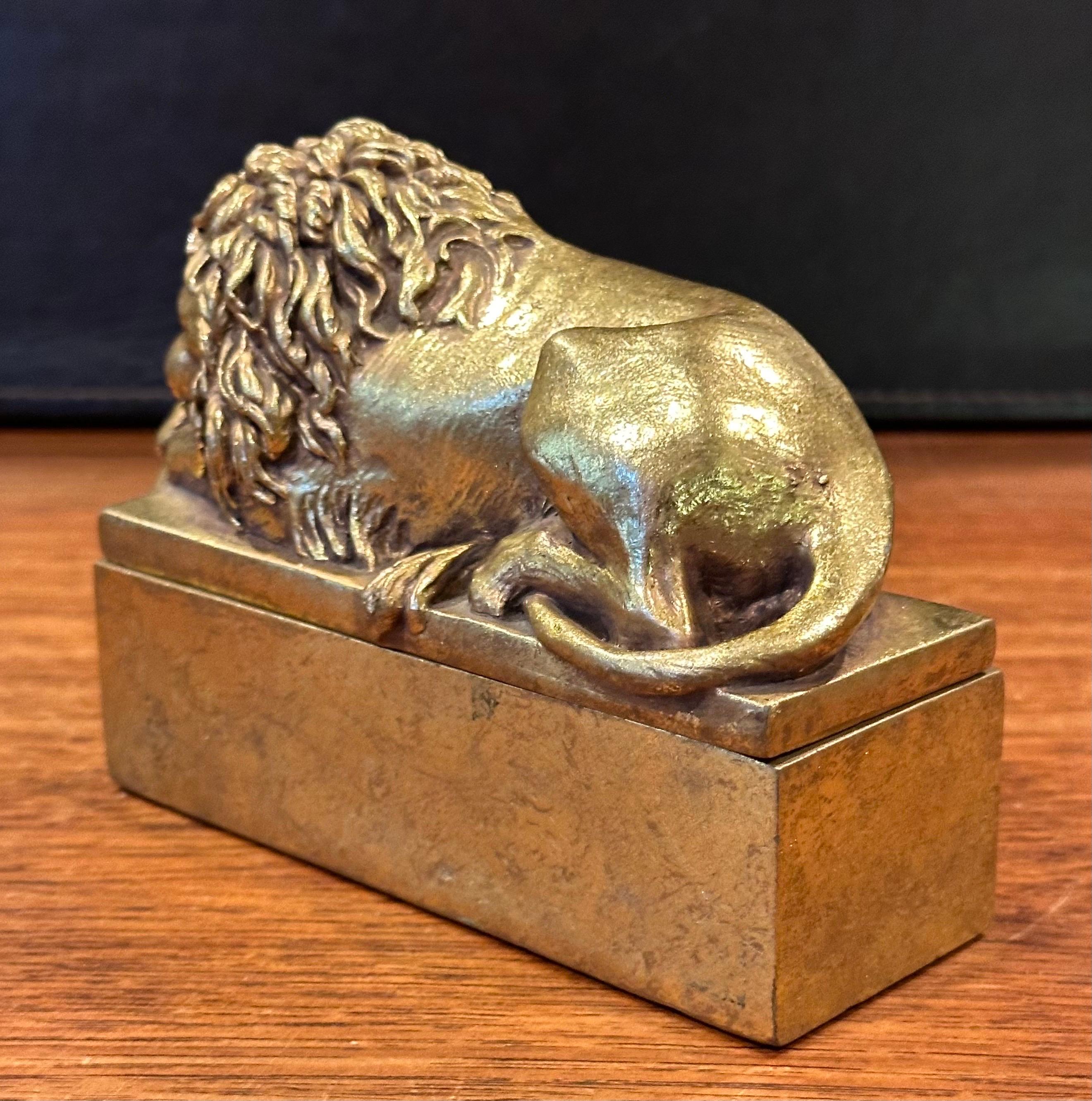 20th Century Small Gold Lion Trinket Box in the Style of by Antonio Canova