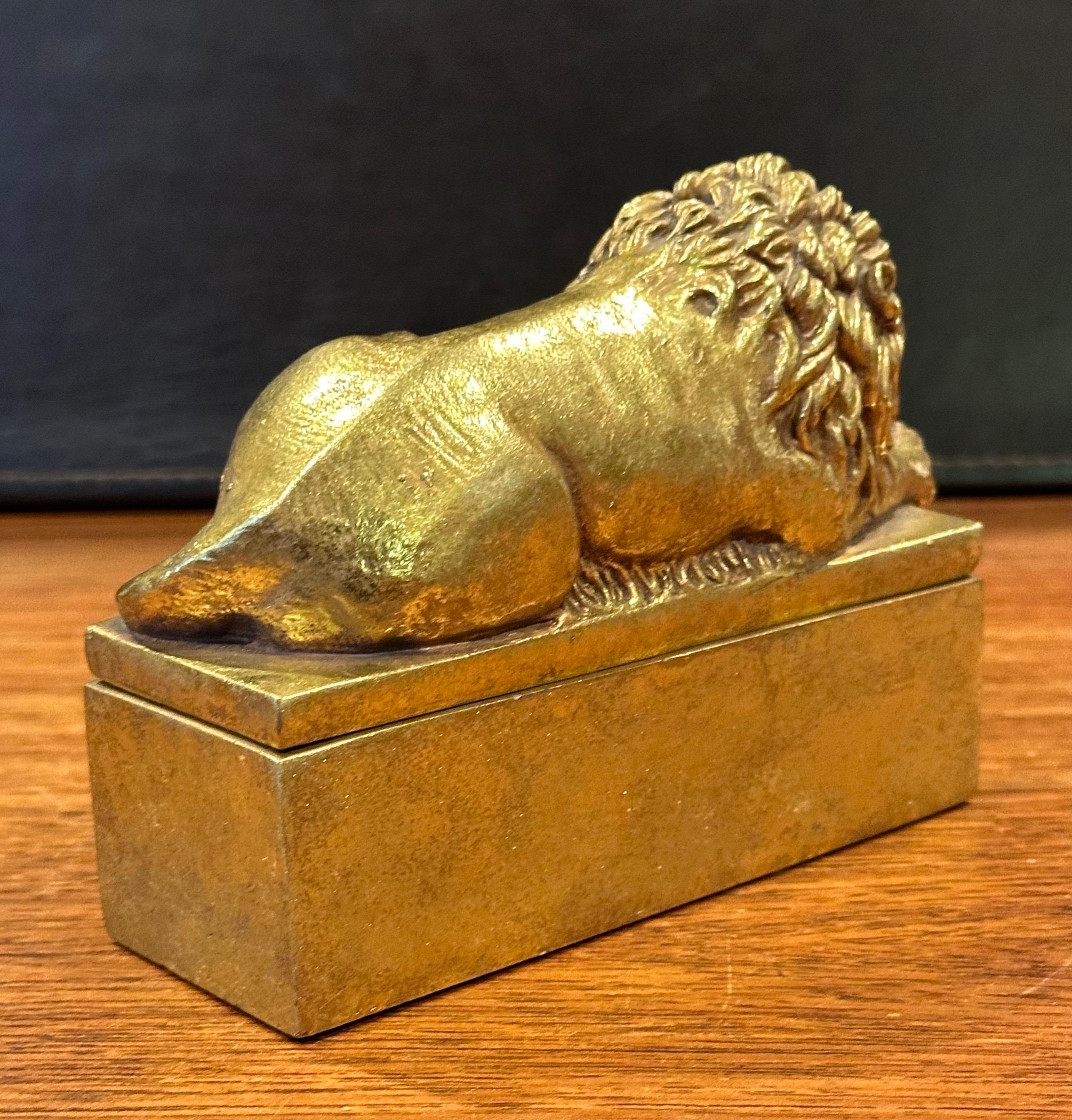 Small Gold Lion Trinket Box in the Style of by Antonio Canova 1