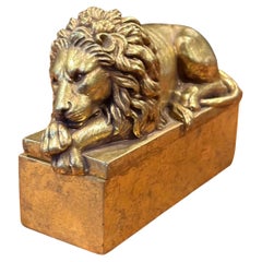 Small Gold Lion Trinket Box in the Style of by Antonio Canova