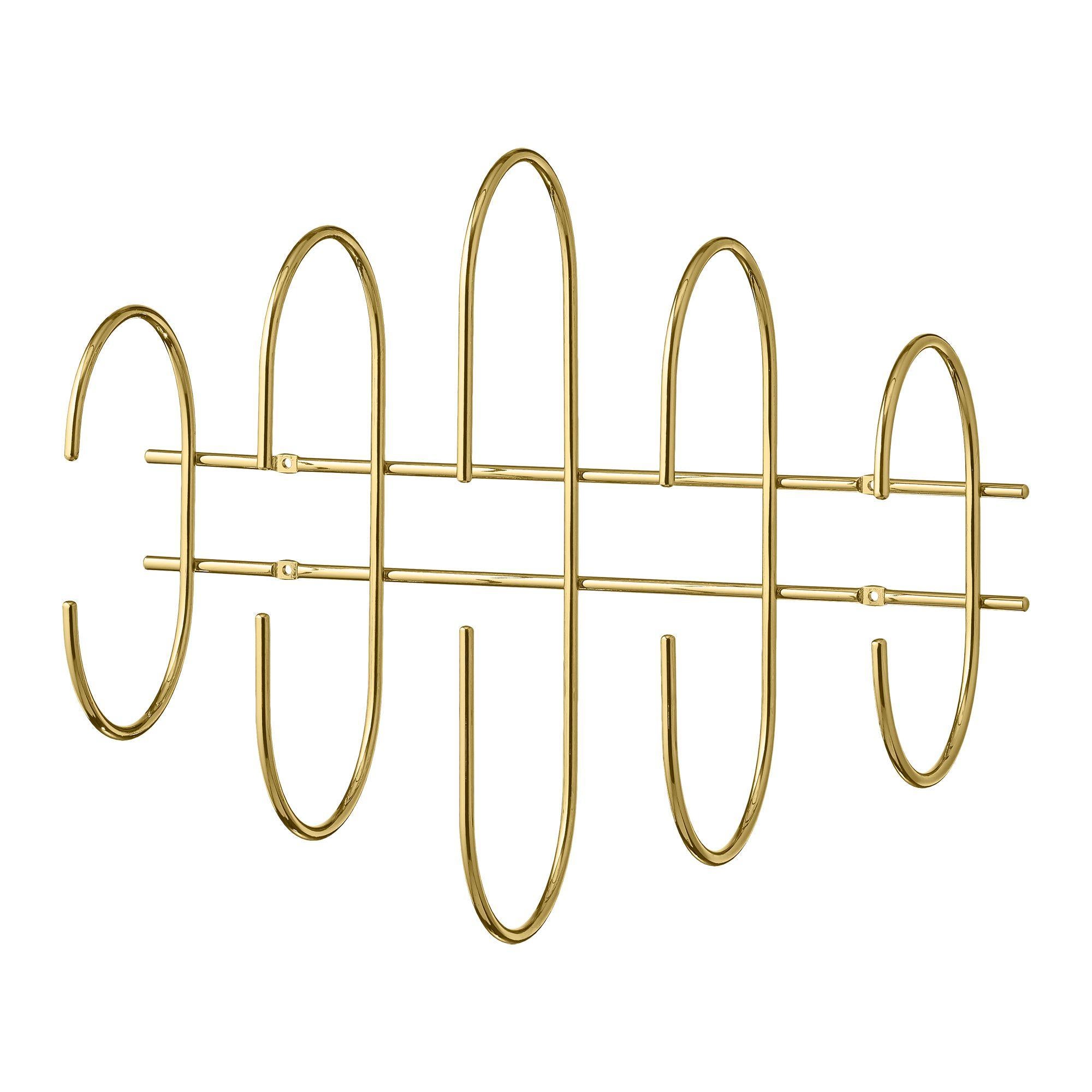 Small gold minimalist coat rack
Dimensions: D 52 x W 15.8 x H 41 cm 
Materials: Steel w. Brass Plating, Chrome Plating & Matte Powder Coating.
Available in Silver and Black, and in size Large.


MOVEO means movement, which is truly what this