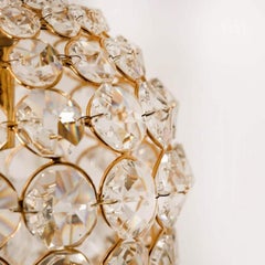 Small Gold-Plated Brass and Crystal Pendant Lamp from Palwa, 1960s