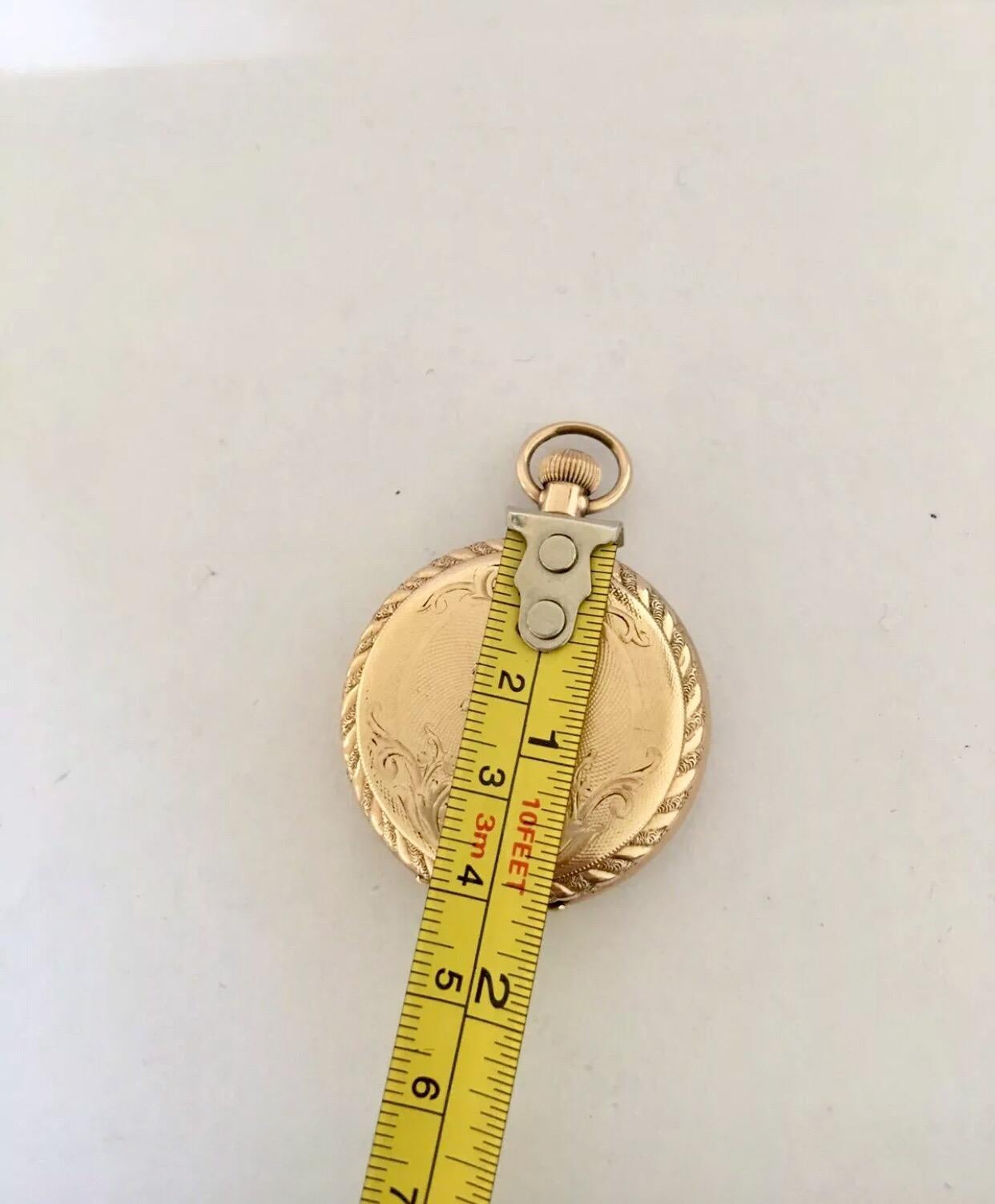 Small Gold-Plated Full Hunter Engine Turned Cased Waltham Antique Pocket Watch 4