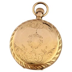 Small Gold-Plated Full Hunter Engine Turned Cased Waltham Antique Pocket Watch