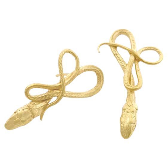 Small Gold Serpentine Earrings For Sale