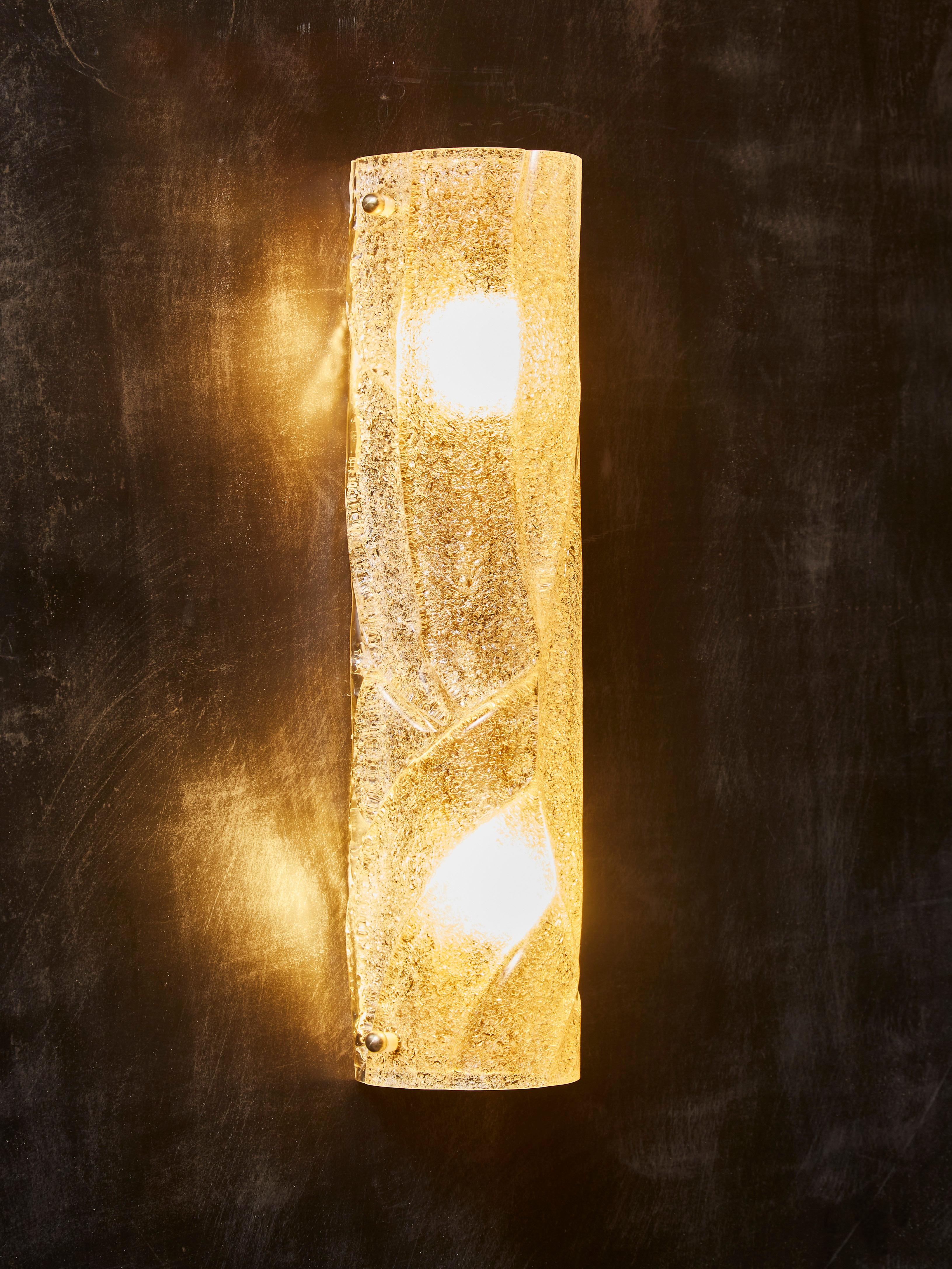 Brass Small Gold Speckled Murano Glass Wall Sconces For Sale