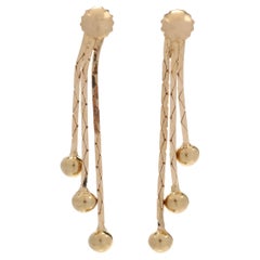 Small Gold Tassel Earrings, 18K Yellow Gold, Length 1 Inch, Gold Dangle Earrings