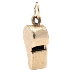 Retro Small Gold Whistle Charm, 14k Yellow Gold, Small Gold Charm