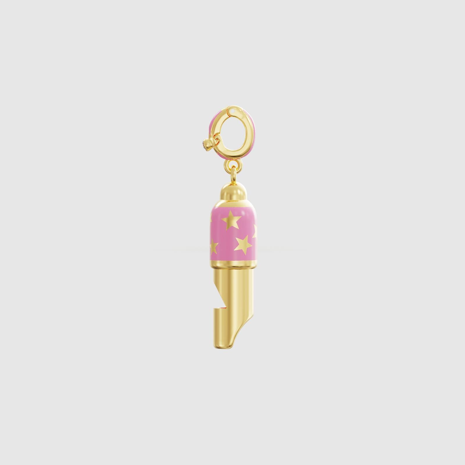 Kleine goldene Pfeifen-Anhänger-Halskette, rosa Emaille im Zustand „Neu“ im Angebot in Istanbul, 34
