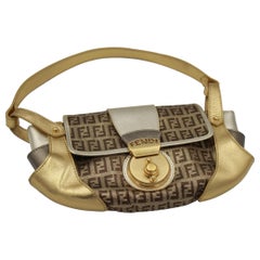 Small Golden Fendi Monogram Handbag in Zucca Canvas Small Golden Fendi Monogram Handbag in Zucca Canvas