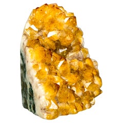 Piccolo cluster di citrino arancione dorato con rosetta di fiori rari, autoportante