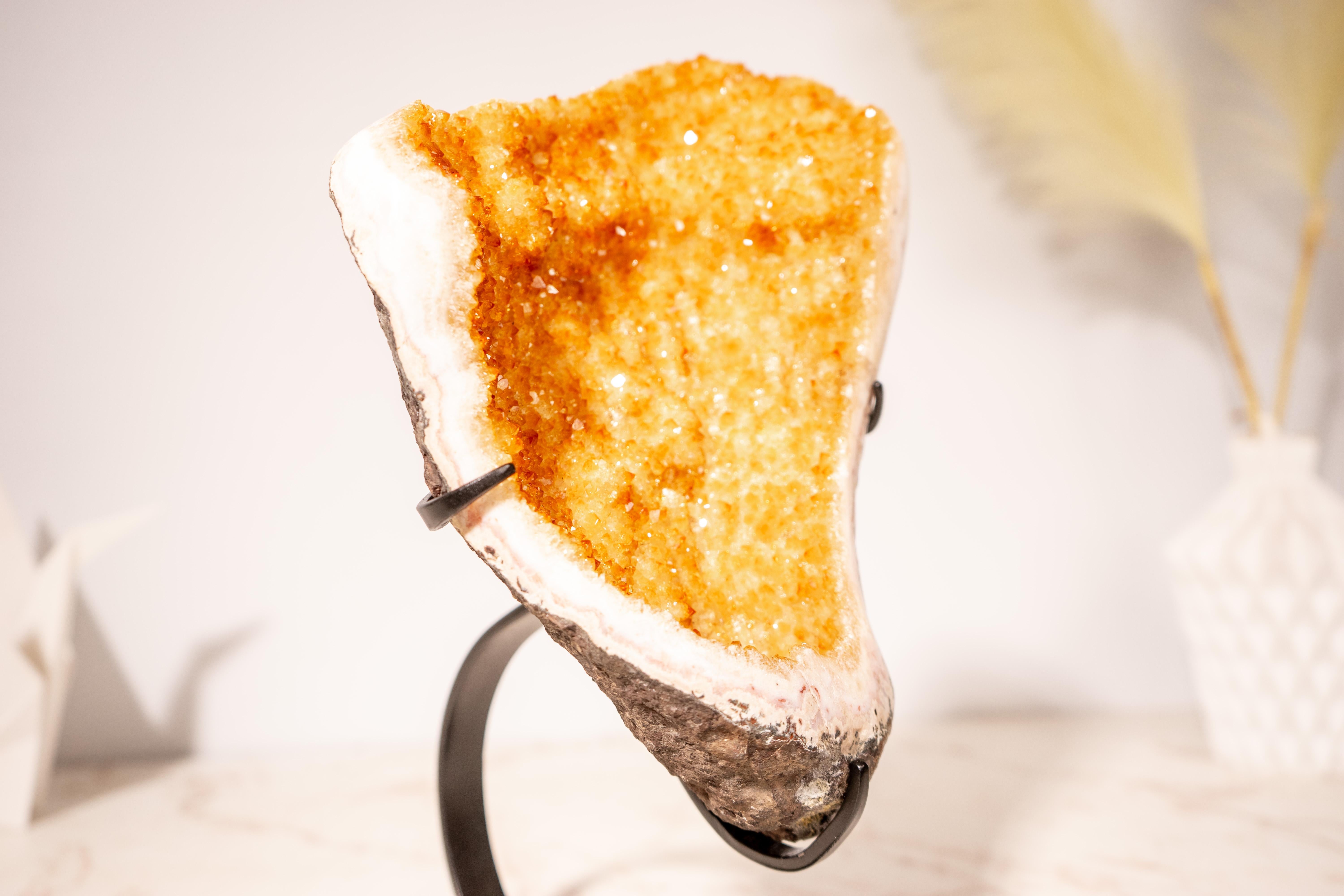 Contemporary Cup-Formed Small Natural Golden Yellow Citrine Cluster