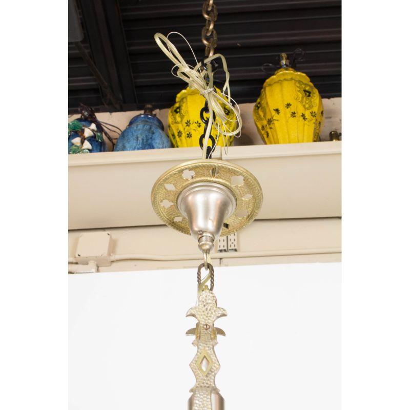 20th Century Small Gothic Revival Brass and Nickel Hall Fixture For Sale
