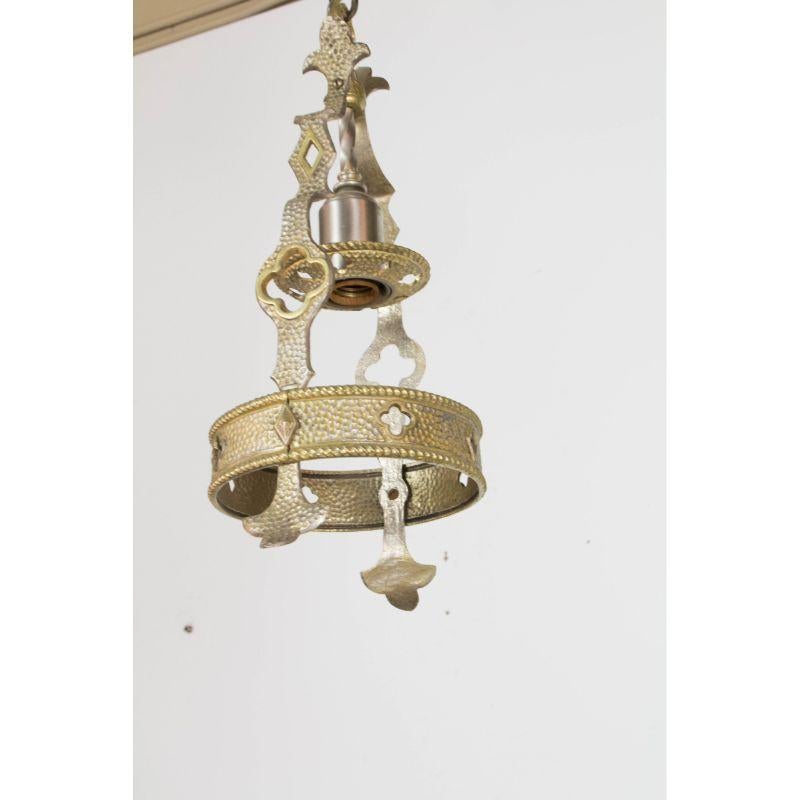 Small Gothic Revival Brass and Nickel Hall Fixture For Sale 1