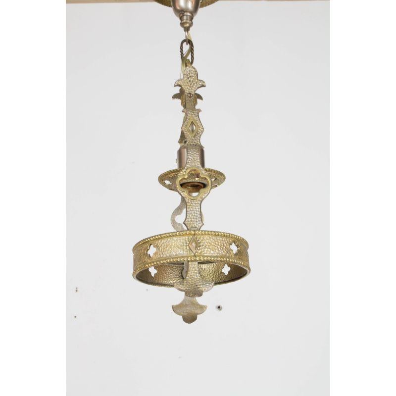 Small Gothic Revival Brass and Nickel Hall Fixture For Sale 2